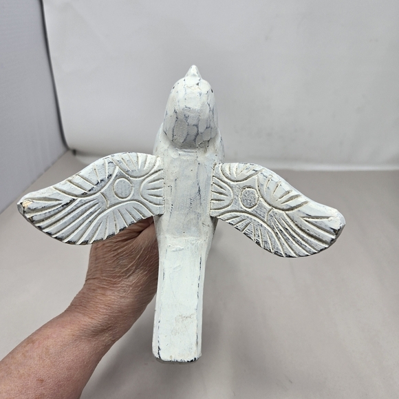 Bird In Flight Wood Look White Farmhouse Decor Distressed Painting 12.5x7x6 - Picture 9 of 13